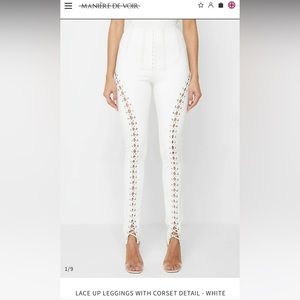 Maniere De Voir - LACE UP LEGGINGS WITH CORSET DETAIL SIZE US 6 / UK 10